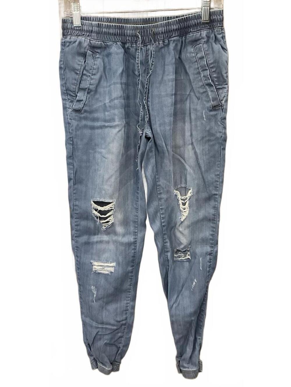 Vintage Havana Women’s Elastic Waist/ankle Distressed Pants (thin Jeans) Size S
